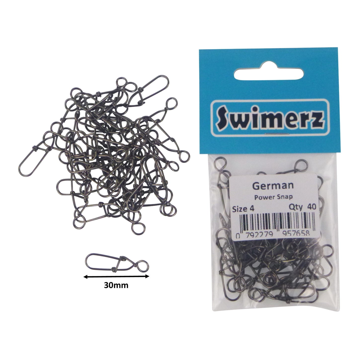 Swimerz German Power Snap, Closed Eye, size 4, 40 pack
