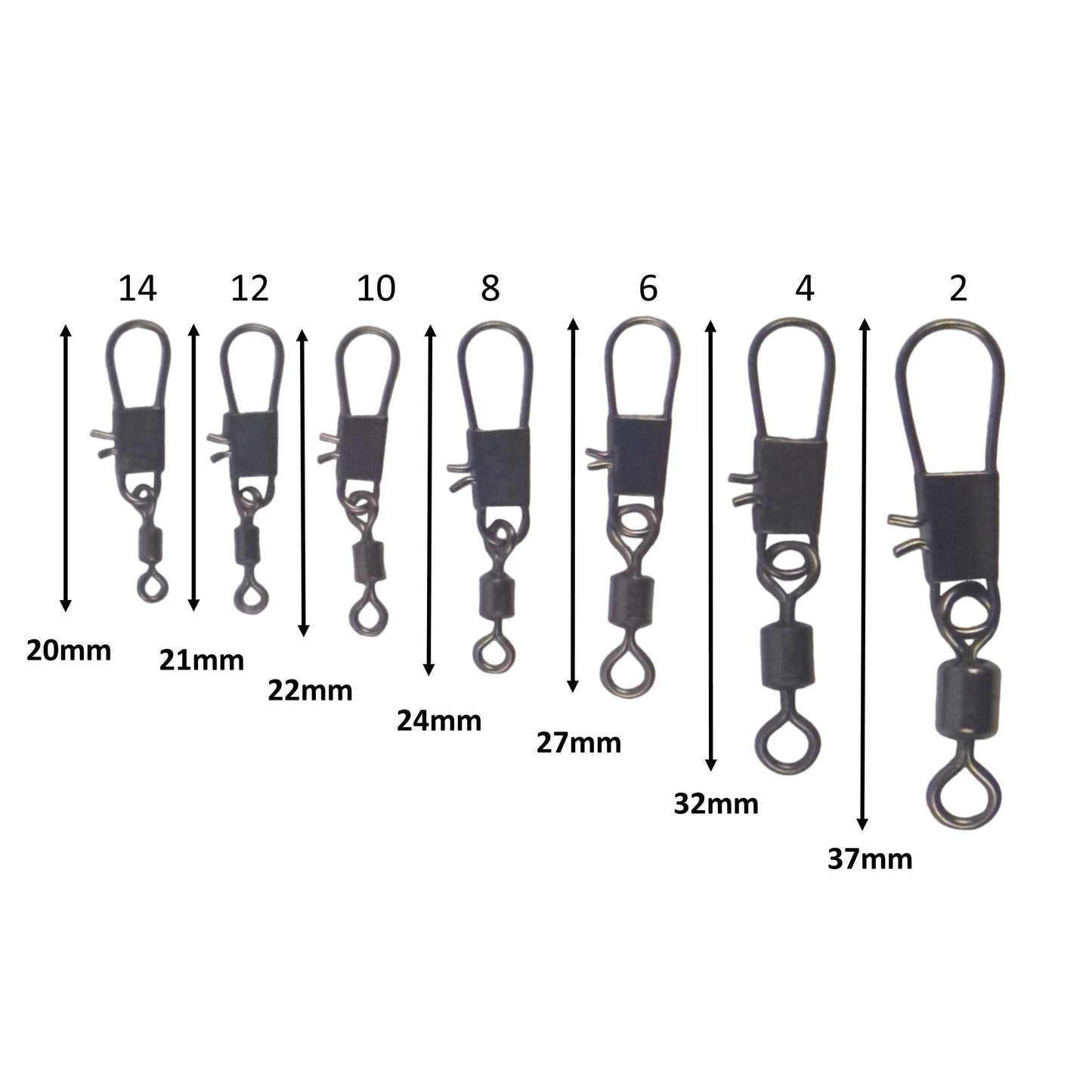 Swimerz Rolling Swivel w Interlock Snap, Size 14, 50 pack