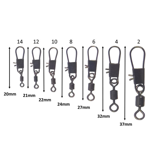 Swimerz Rolling Swivel w Interlock Snap, Size 12, 50 pack